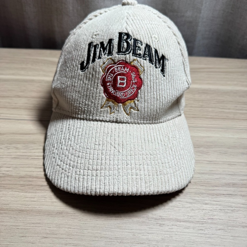 Jim Beam Corduroy Hat Unisex OSFM Cream Organic Cotton Wax Seal Logo Gorpcore